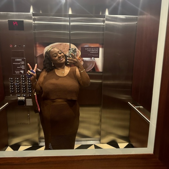 Chocolate Two Piece plus Co-Ord Knit Set - Picture 2 of 3